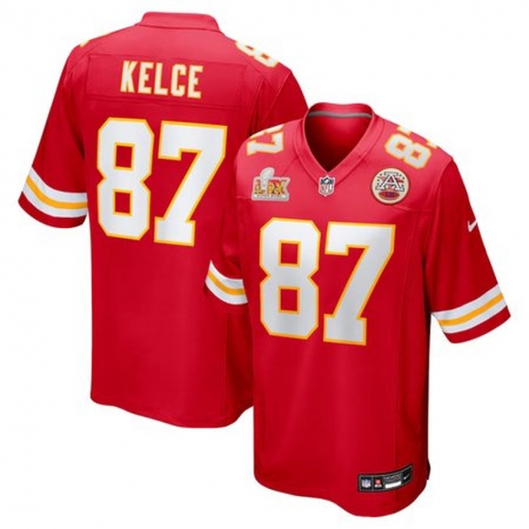 Men's Kansas City Chiefs Travis Kelce Nike Red Super Bowl LIX Game Jersey