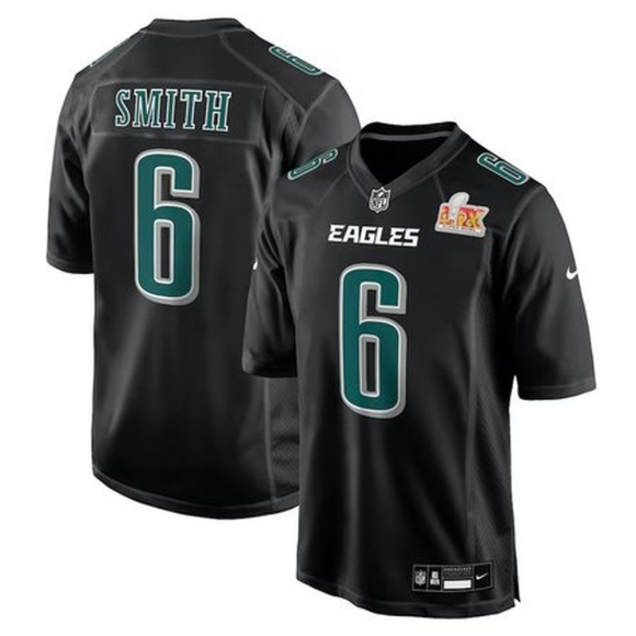 Men's Philadelphia Eagles DeVonta Smith Nike Carbon Black Super Bowl LIX Fashion Game Player Jersey