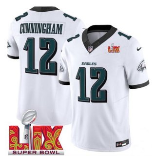 Men's Philadelphia Eagles #12 Randall Cunningham White 2025 Super Bowl LIX Patch New F.U.S.E. Vapor Limited Stitched Football Jersey