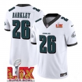 Men's Philadelphia Eagles #26 Saquon Barkley White 2025 Super Bowl LIX Patch New F.U.S.E. Vapor Untouchable Limited Stitched Football Jersey