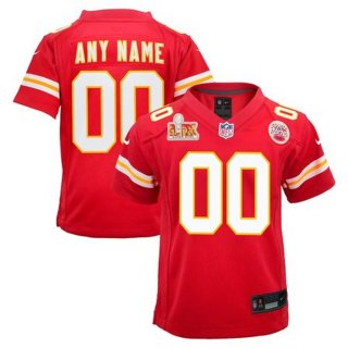 Youth Kansas City Chiefs Nike Red Super Bowl LIX Custom Team Game Jersey