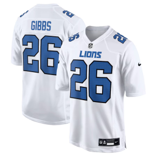 Men's Detroit Lions #26 Jahmyr Gibbs Nike Carbon Wihte Fashion Jersey