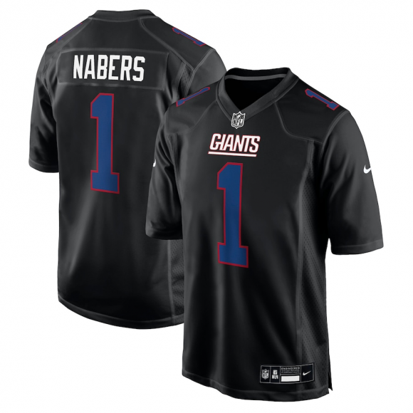 Youth New York Giants #1 Malik Nabers Nike Carbon Black Fashion Jersey