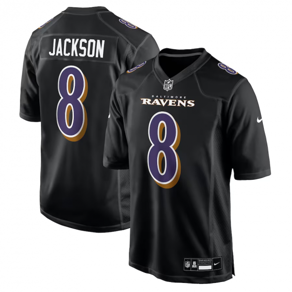 Youth Baltimore Ravens #8 Lamar Jackson Nike Carbon Black Fashion Jersey