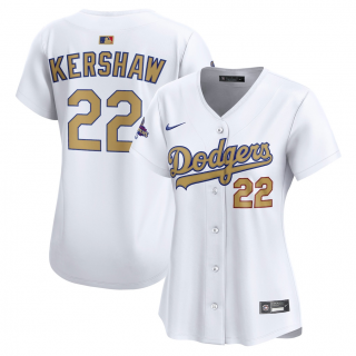 Women's Los Angeles Dodgers Clayton Kershaw Nike White 2025 Gold Collection Limited Jersey