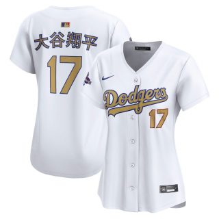 Women's Los Angeles Dodgers Shohei Ohtani Nike White 2025 Gold Collection Kanji Limited Jersey