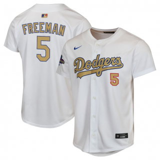 Youth Los Angeles Dodgers Freddie Freeman Nike White 2025 Gold Collection Limited Jersey