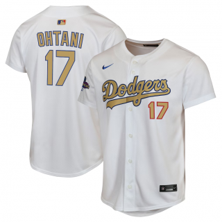 Youth Los Angeles Dodgers Shohei Ohtani Nike White 2025 Gold Collection Limited Jersey