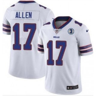 Men's Buffalo Bills #17 Josh Allen White With NO.3 Patch Vapor Untouchable Limited Stitched NFL Jersey