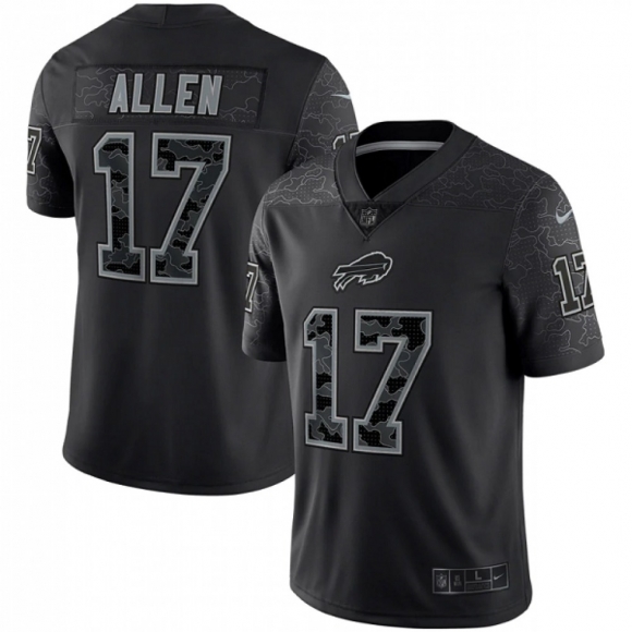 Men's Buffalo Bills #17 Josh Allen Black Reflective Limited Stitched Football Jersey