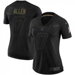 Women's Buffalo Bills #17 Josh Allen Black Salute To Service Limited Stitched Jersey