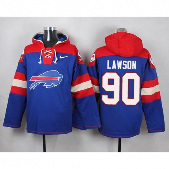 Nike Bills #90 Shaq Lawson Royal Blue Player Pullover NFL Hoodie