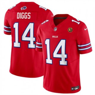 Men's Buffalo Bills #14 Stefon Diggs Red 2023 F.U.S.E. With John Madden Patch Vapor Limited Stitched Football Jersey