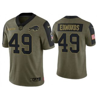 Men's Buffalo Bills #49 Tremaine Edmunds 2021 Olive Salute To Service Limited Stitched Jersey