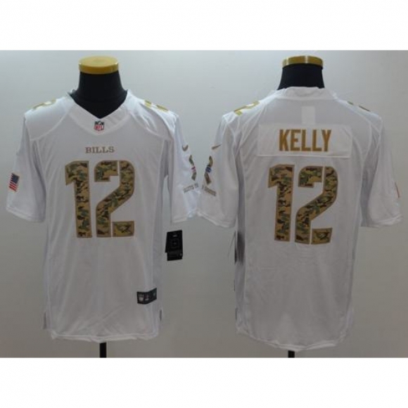 Nike Bills #12 Jim Kelly White Men's Stitched NFL Limited Salute To Service Jersey