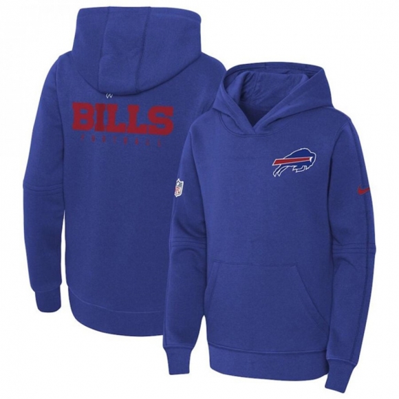 Youth Buffalo Bills Blue Sideline Club Fleece Pullover Hoodie