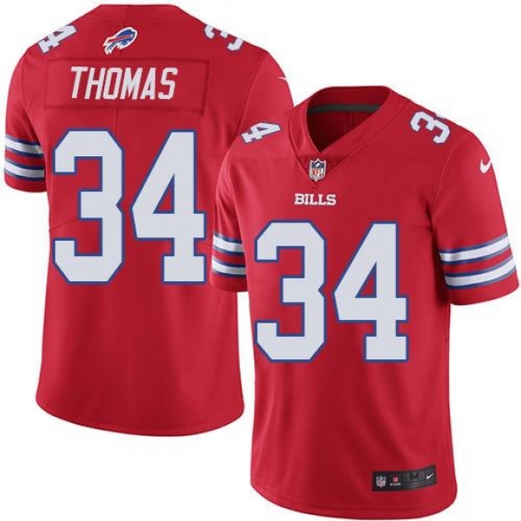 Nike Bills #34 Thurman Thomas Red Youth Stitched NFL Limited Rush Jersey