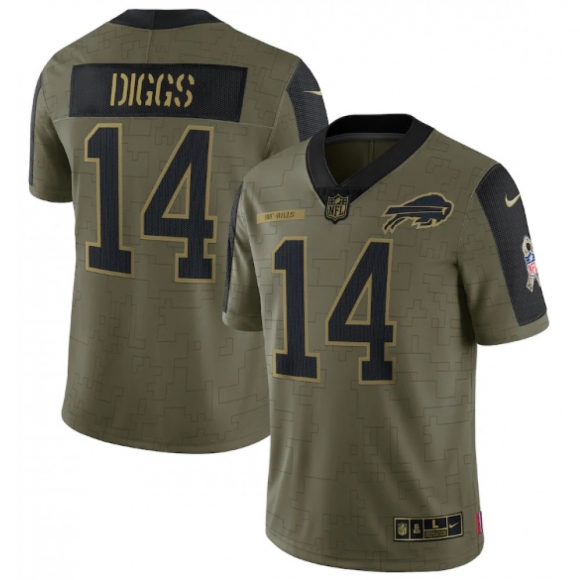 Men's Buffalo Bills #14 Stefon Diggs 2021 Olive Salute To Service Limited Stitched Jersey