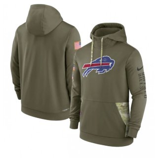 Men's Buffalo Bills 2022 Olive Salute to Service Therma Performance Pullover Hoodie