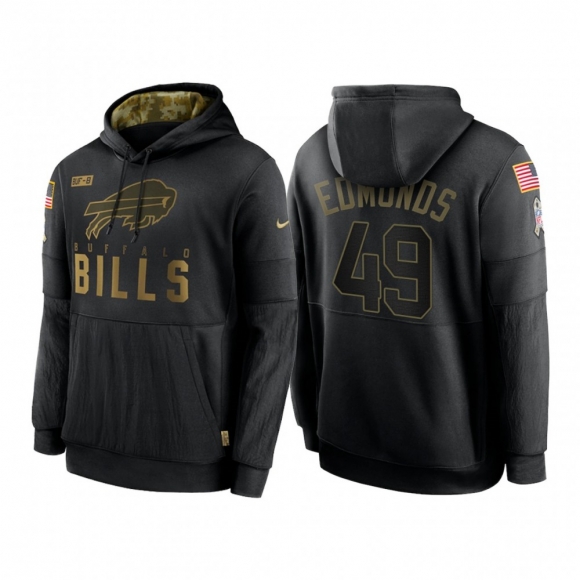 Men's Buffalo Bills #49 Tremaine Edmunds 2020 Black Salute to Service Sideline Performance Pullover Hoodie