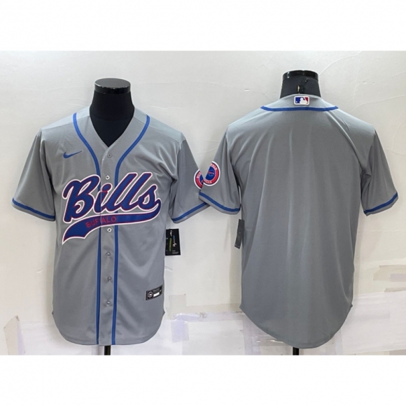 Men's Buffalo Bills Blank Gray Cool Base Stitched Baseball Jersey