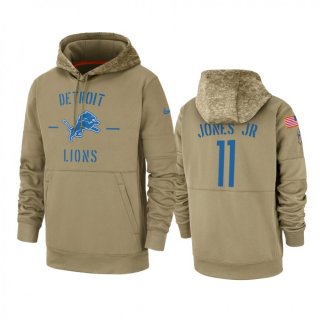 Men's Detroit Lions #11 Marvin Jones Jr. Tan 2019 Salute to Service Sideline Therma Pullover Hoodie