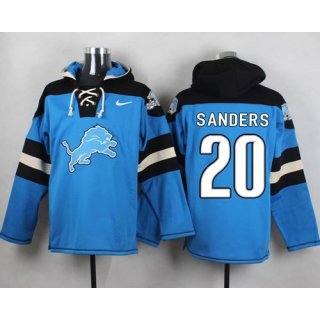 Nike Lions #20 Barry Sanders Blue Player Pullover NFL Hoodie