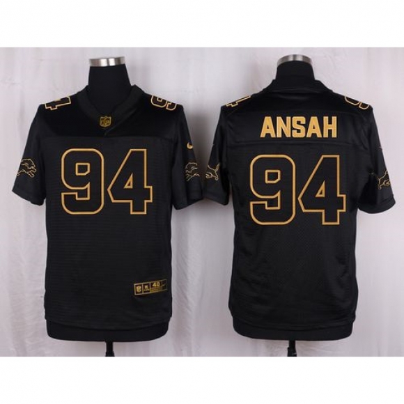 Nike Lions #94 Ziggy Ansah Black Men's Stitched NFL Elite Pro Line Gold Collection Jersey