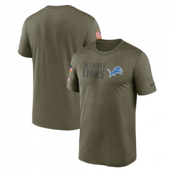 Men's Detroit Lions Olive 2022 Salute to Service Legend Team T-Shirt