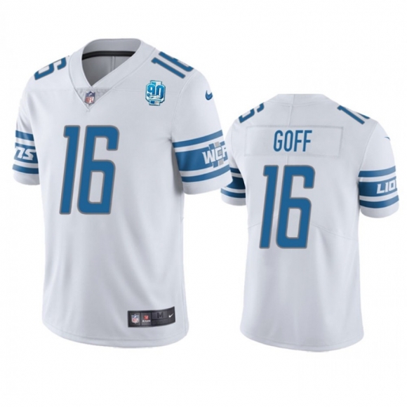 Men's Detroit Lions #16 Jared Goff White 2023 90th Anniversary Vapor Untouchable Limited Stitched Jersey