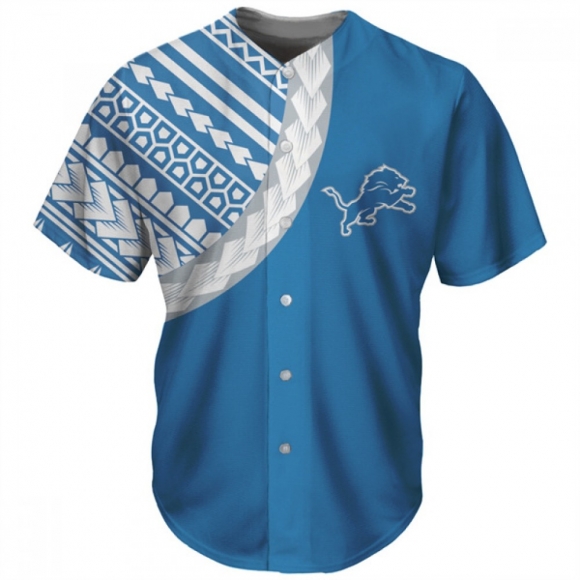 Men's Detroit Lions Blue Baseball Jersey