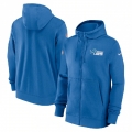 Men's Detroit Lions Blue Sideline Club Performance Full-Zip Hoodie