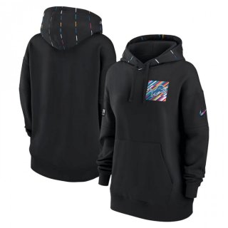 Women's Detroit Lions Black 2023 Crucial Catch Club Pullover Hoodie(Run Small)