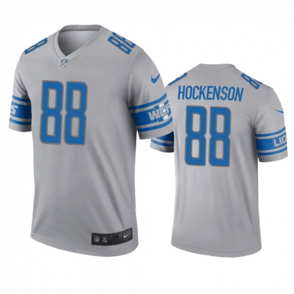 Men's Detroit Lions #88 T.J. Hockenson Gray Inverted Legend Jersey