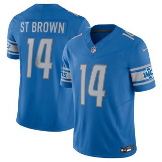 Men's Detroit Lions #14 Amon-Ra St. Brown Blue 2023 F.U.S.E. Vapor Untouchable Limited Stitched Jersey