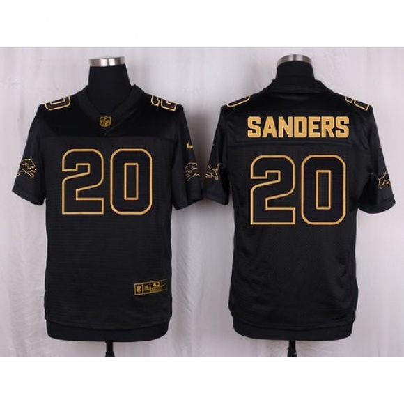 Nike Lions #20 Barry Sanders Black Men's Stitched NFL Elite Pro Line Gold Collection Jersey