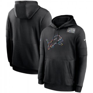 Men's Detroit Lions 2020 Black Crucial Catch Sideline Performance Pullover Hoodie