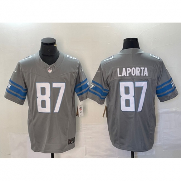 Men's Detroit Lions #87 Sam LaPorta Grey 2023 F.U.S.E. Vapor Untouchable Limited Stitched Jersey