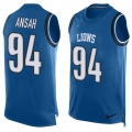 Nike Lions #94 Ziggy Ansah Blue Team Color Men's Stitched NFL Limited Tank Top Jersey