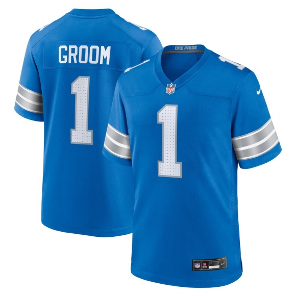 Men's Detroit Lions Number 1 Groom Nike Blue Game Jersey