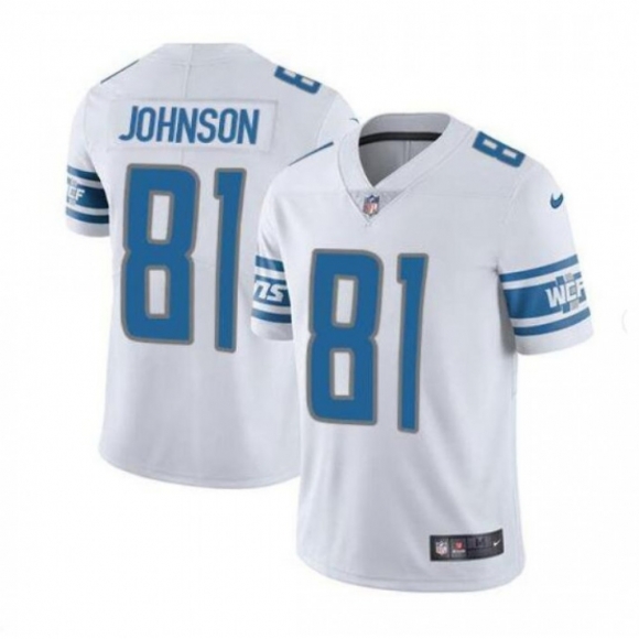 Men's Detroit Lions #81 Calvin Johnson White Vapor Untouchable Limited Stitched Jersey