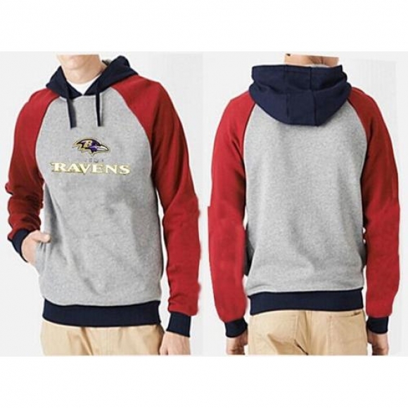 Baltimore Ravens Authentic Logo Pullover Hoodie Grey & Red