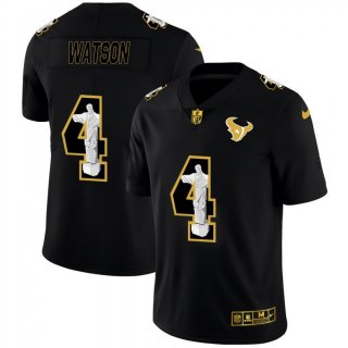 Men's Houston Texans #4 Deshaun Watson 2020 Black Jesus Faith Edition Limited Stitched Jersey