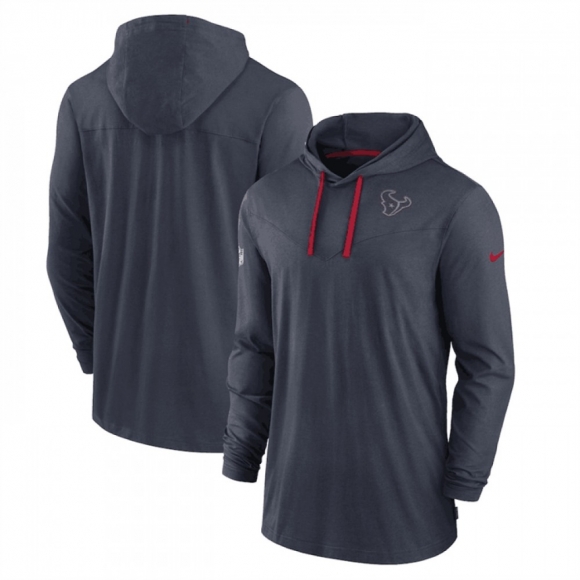 Men's Houston Texans Navy Sideline Pop Performance Pullover Long Sleeve Hoodie T-Shirt