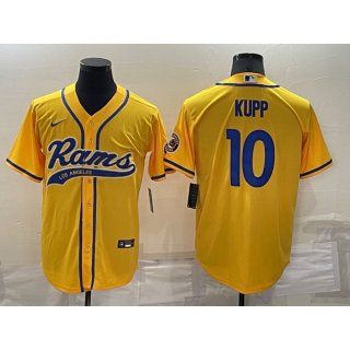 Men's Los Angeles Rams #10 Cooper Kupp Yellow Cool Base Stitched Baseball Jersey