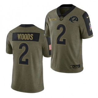 Men's Los Angeles Rams #2 Robert Woods 2021 Olive Salute To Service Limited Stitched Jersey