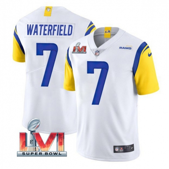 Men's Los Angeles Rams #7 Bob Waterfield 2022 White Super Bowl LVI Vapor Limited Stitched Jersey