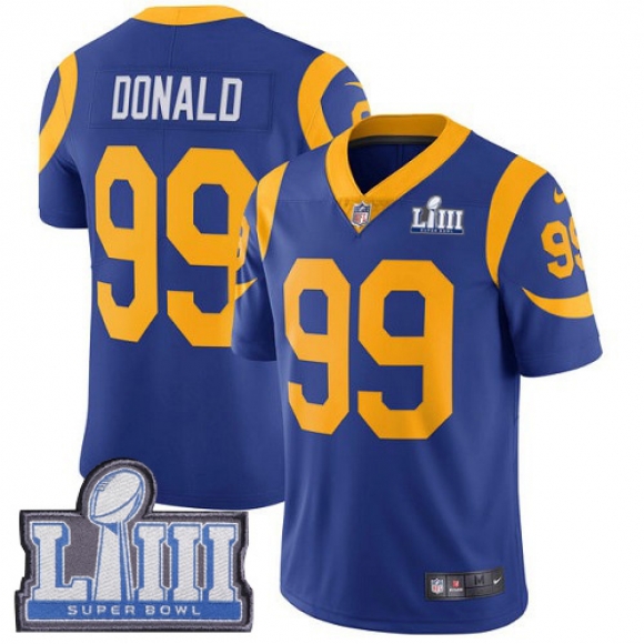 Men's Los Angeles Rams #99 Aaron Donald Royal Blue Super Bowl LIII Vapor Untouchable Limited Stitched NFL Jersey