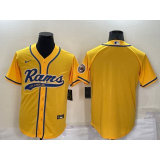 Men's Los Angeles Rams Blank Cool Base Yellow Stitched Baseball Jersey