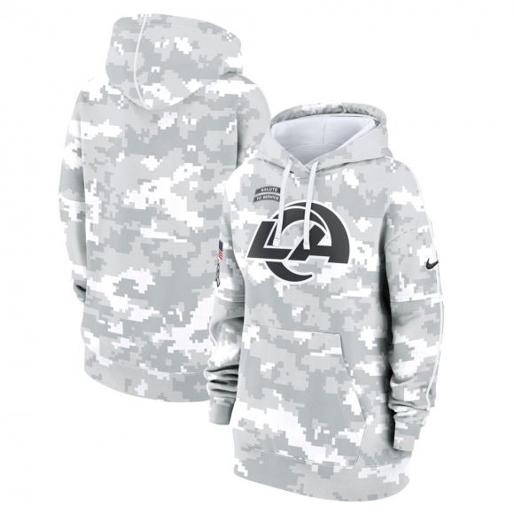 Women's Los Angeles Rams Nike Arctic Camo 2024 Salute To Service Club Fleece Pullover Hoodie